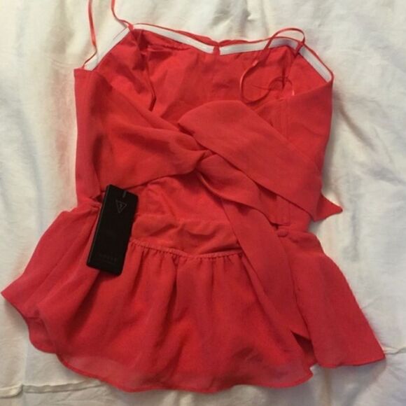 NWT Guess pink bustier strapless peplum chiffon top - Picture 4 of 4